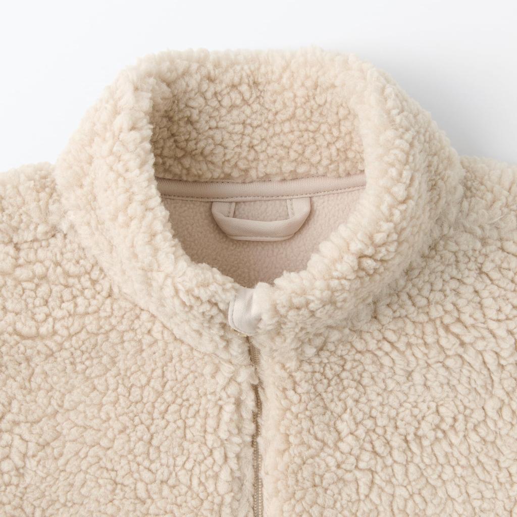 MUJI Boa Fleece Sand Size 120 Kids' Jacket, Unisex, Beige, (CB1KMA4A)