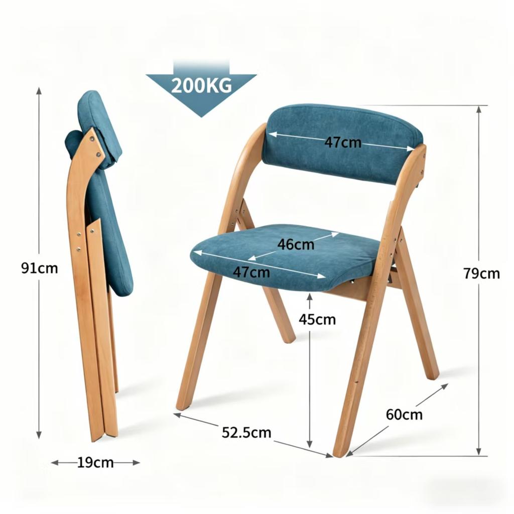 HOMEFUN Sedie Pieghevoli con Sedili Imbottiti, Set di 2 Sedie da Pranzo Impilabili in Legno, Copertura Rimovibile, Cucina Ufficio Matrimonio Festa Picnic, Blu