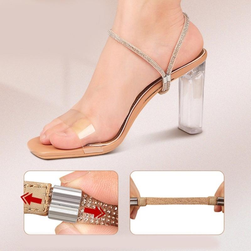 2Pcs Rhinestones High Heel Adjustable Shoe Belt for Women Antiskid Ankle Support Straps with Elastic Band Shoe Straps