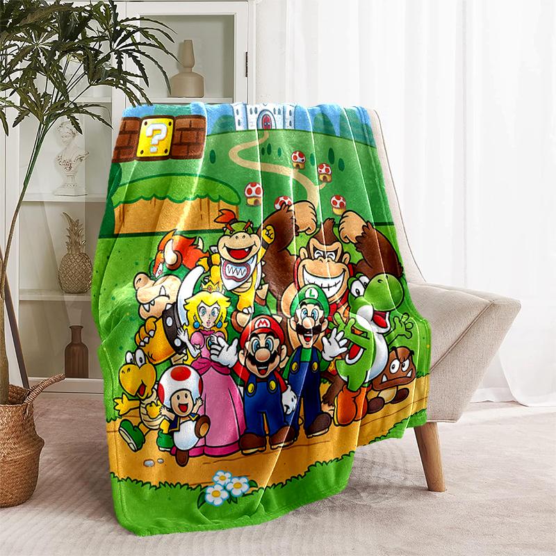 1pc Blanket Super Mario1 Print Design, Lightweight Blanket for Sofa, Bed- Soft &Warm, Gift for All Seasons like Christmas, Halloween