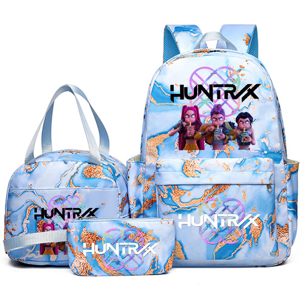 3Pcs/set Cartoon Kpop Printed Backpack with Handbag Pencil Case for Teenager Student Girl Boy Bookbag Schoolbag Women Large Capacity Travel Bag