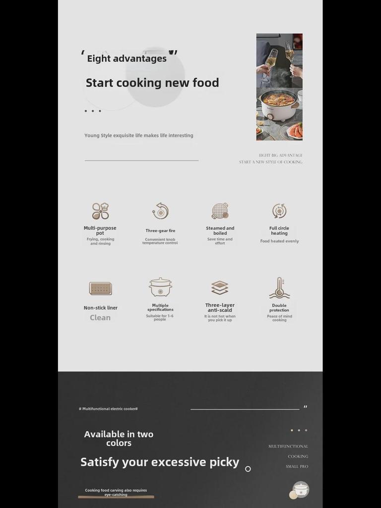 Multifunctional Mini Electric Cooking Pot - All-in-One Hot Pot for Solo Cooking