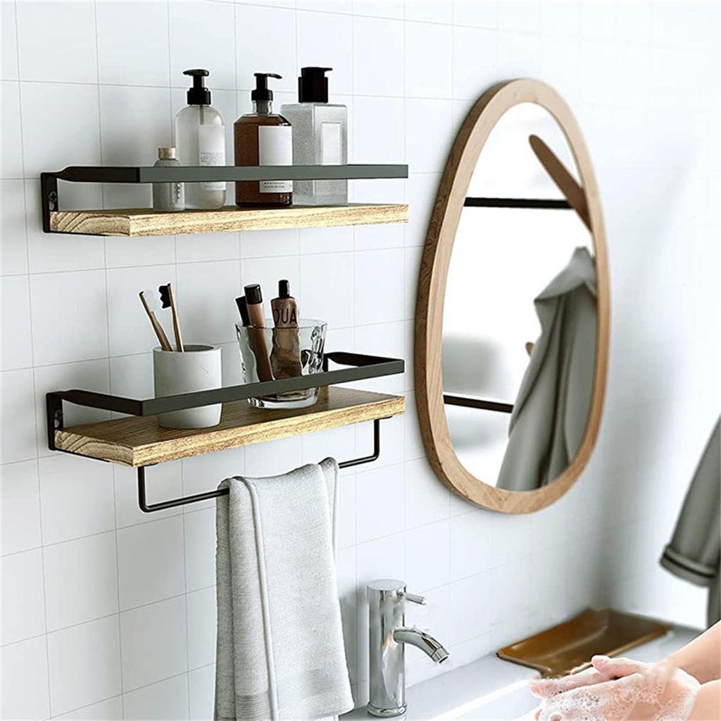 Sturdy Wall Mounted Floating Shelves Multipurpose Floating Shelves Practical Wood Wall Mounted Holder for Bathroom