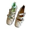 Retro Women's Shoes 2026 Spring Autumn Cross Tied Buckle French Bow Low Help Flat Shoes Non Slip Square Toe Mary Jane Shoes