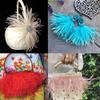 1Meter Red Ostrich Feathers Trim on Tape Ribbon Fringe 8-10cm Fabric Skirt Sewing Trimmings Feather Dress Clothes Decoration