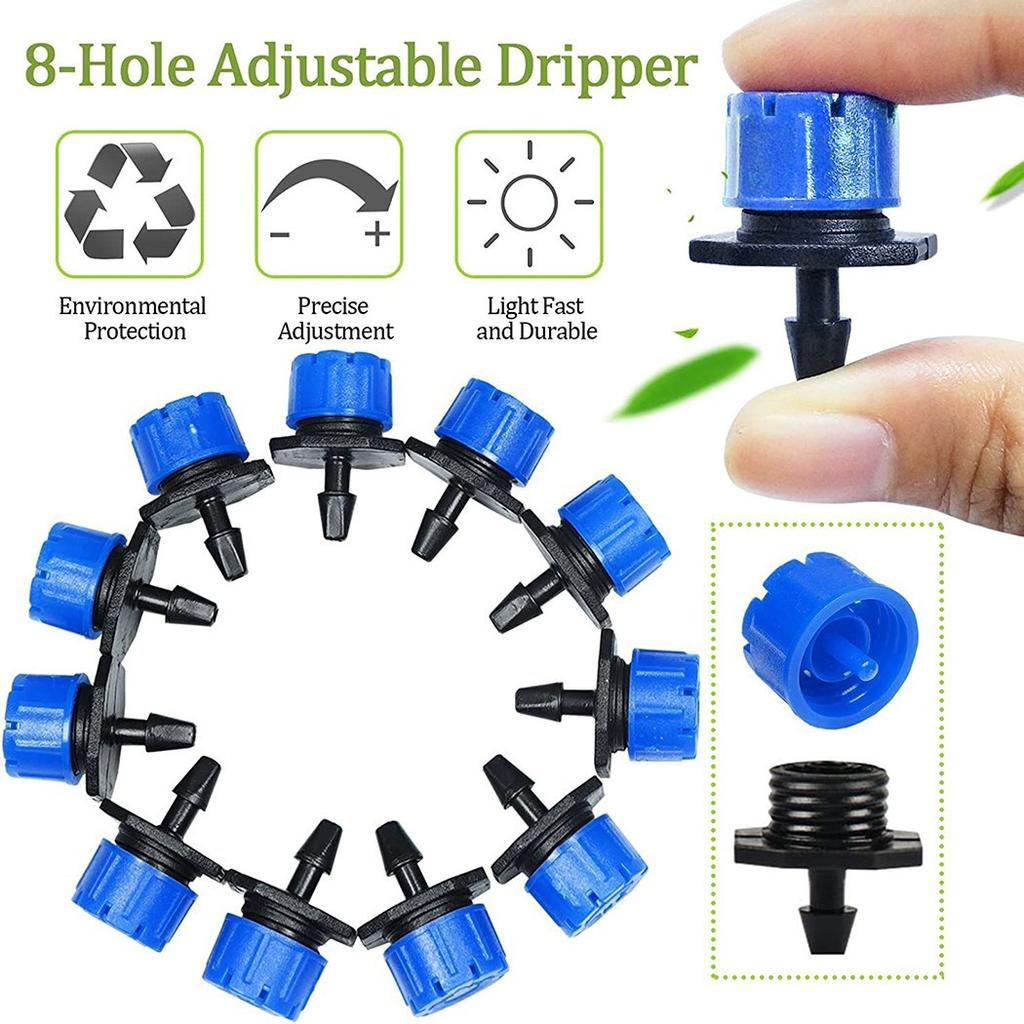 50PCS Adjustable Irrigation Sprinkler Garden Drip Emitters Spray Rotating
