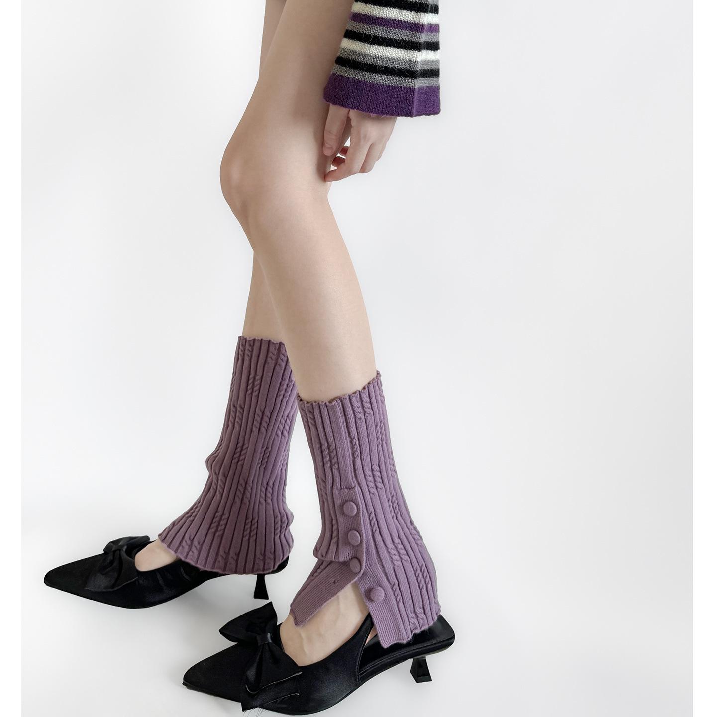 Women s Chunky Knit Leg Warmers: Winter-Autumn Buttoned Slimming Striped Style