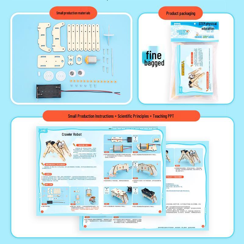 Wooden DIY Climbing Robot Kit for Primary & Secondary Students: Science Experiment & Parent-Child STEAM Activity