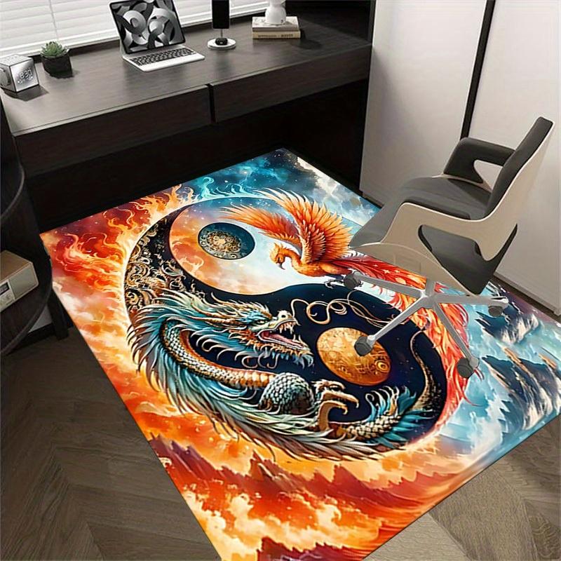 1pc Phoenix Dragon Themed Rug for Home Decor, Non-slip Office Carpet, Chair Mat, Outdoor Mat, Christmas and Halloween Gifts-0731142