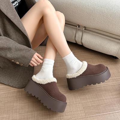 Fashion 2024 Winter New Style Comfortable and Warm Suede Slippers for Women Thick-soled Thickened Warm Short-tube Cotton Slippers