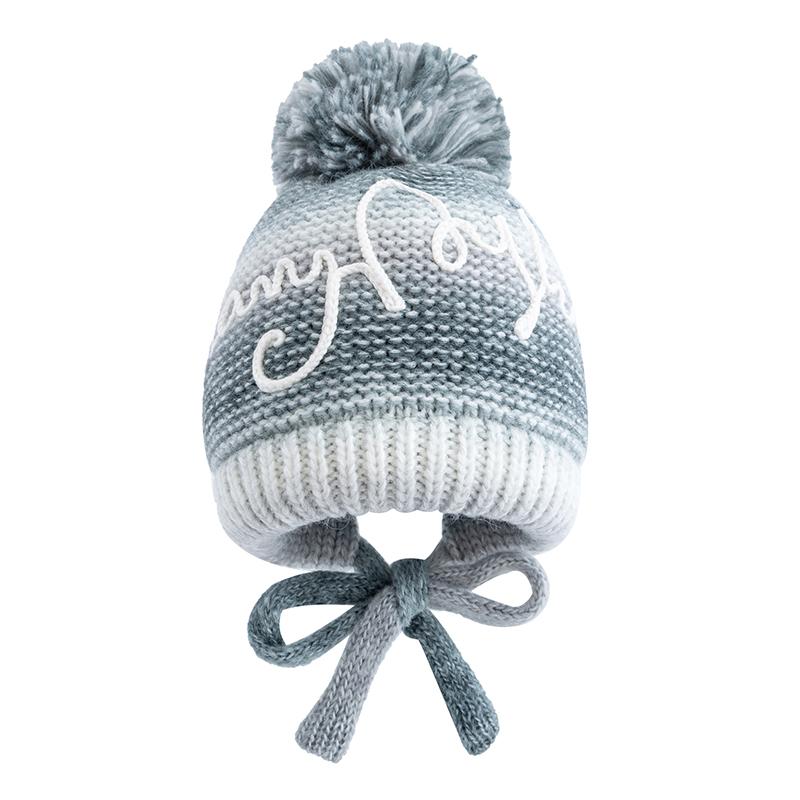 

New Women Gradient Color Winter Hat Trendy Streetwear Knitted Pompoms Hat With Rope Dandy Hat Caps For Female 55cm-60cm