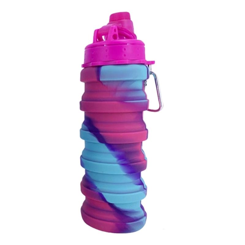 Складные многоразовые спортивные бутылки для воды, герметичные силиконовые с карабином для активного отдыха, для воды