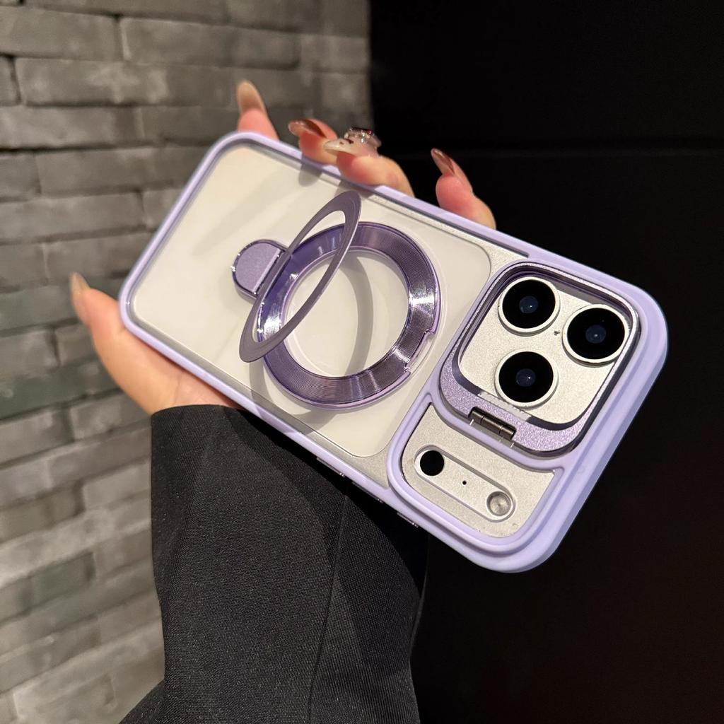 Magnetic Lens Dual Bracket for iPhone17PROMAX Creative Mobile Phone Case for Apple 16 with Lens Film