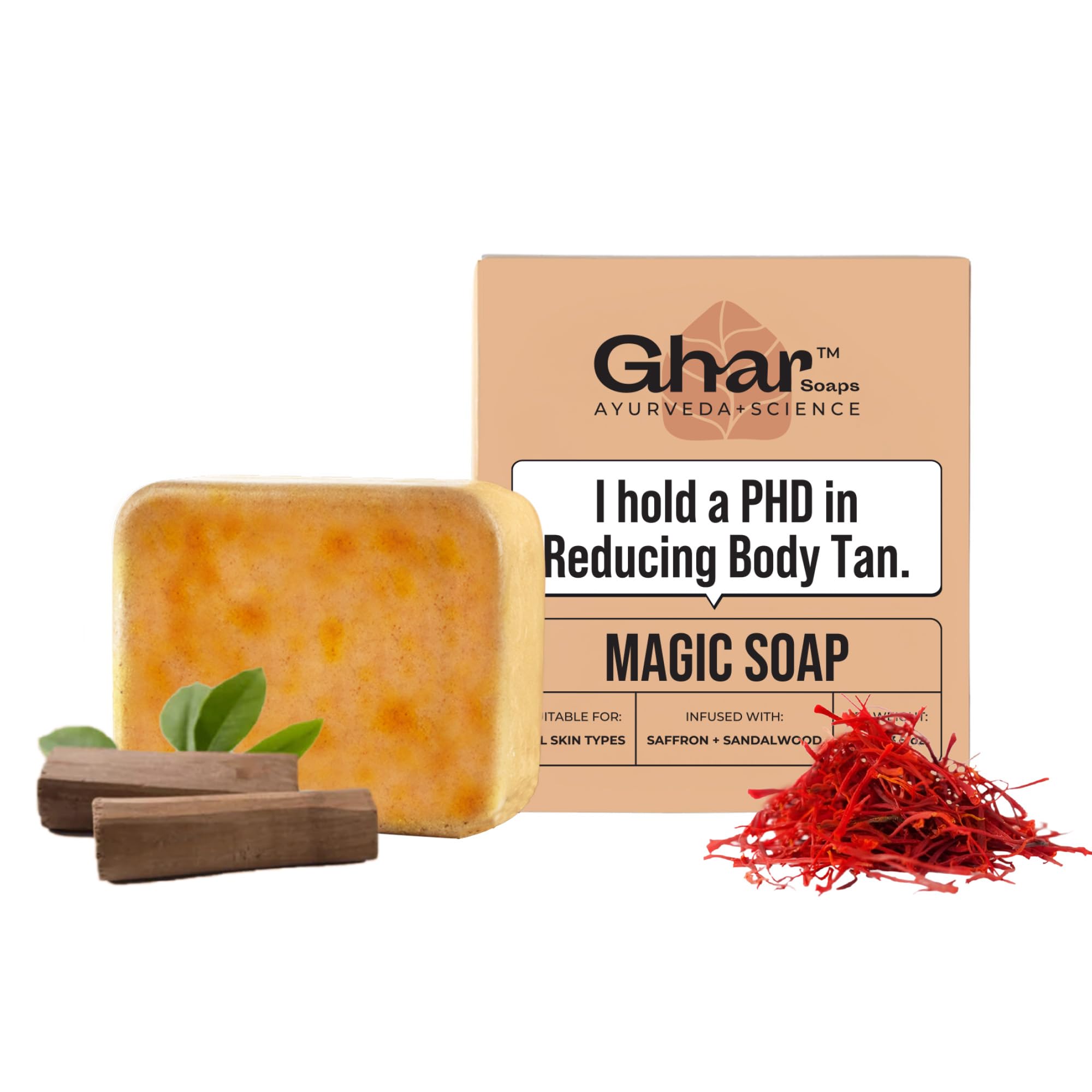 Мыло для ванны Ghar Soaps Сандал и Шафран | Ручная работа, для сияющей кожи | Осветляющее мыло для мужчин и женщин (100г) 100g