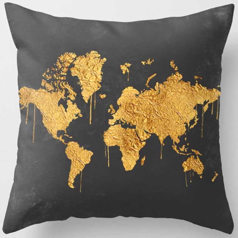 Black and Yellow Square Pillowcase, Home Decoration, Car Sofa Cushion Cover 45cm*45cm