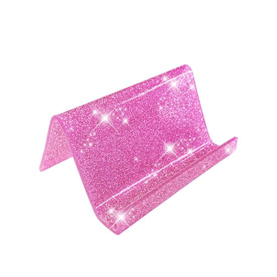 Acrylic Business Card Holder for Desk Sequin Glitter Desktop Name Card Organizer Stand for Home Office