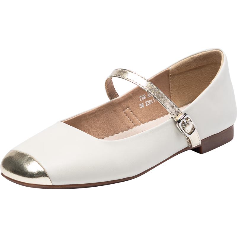 ZHR Women s Retro Leather Mary Jane Flat Shoes 38