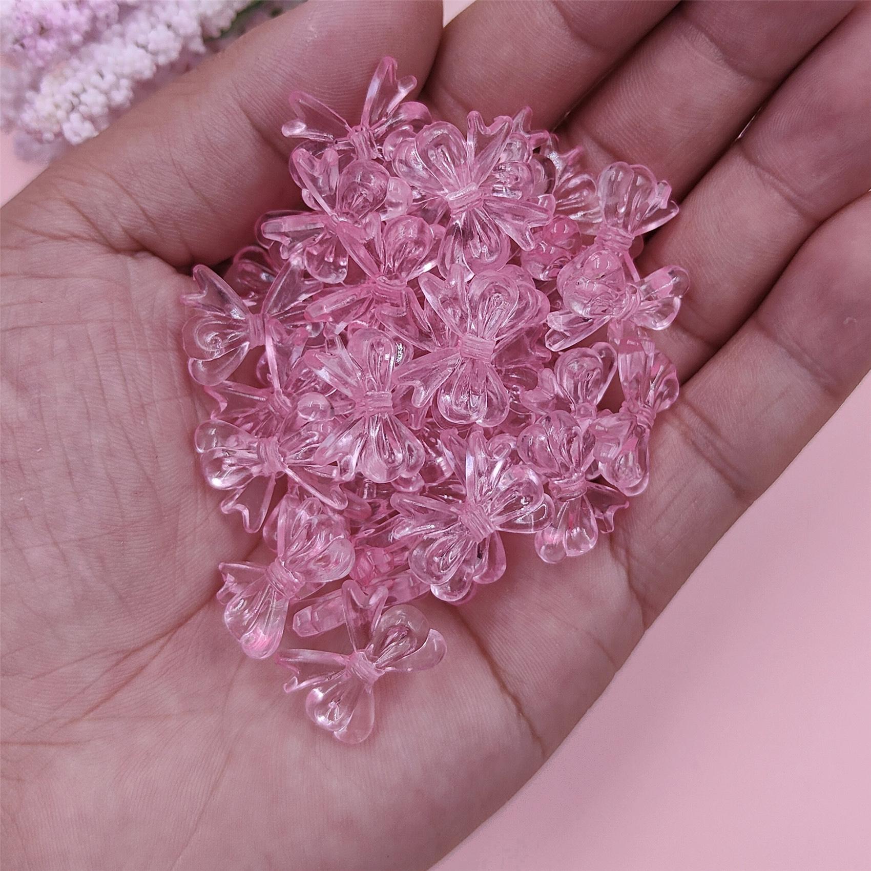 

100 шт. 15*19 мм DIY ювелирные изделия ручной работы серьги аксессуары акриловый материал из бисера многоцветный прозрачный бант розовый