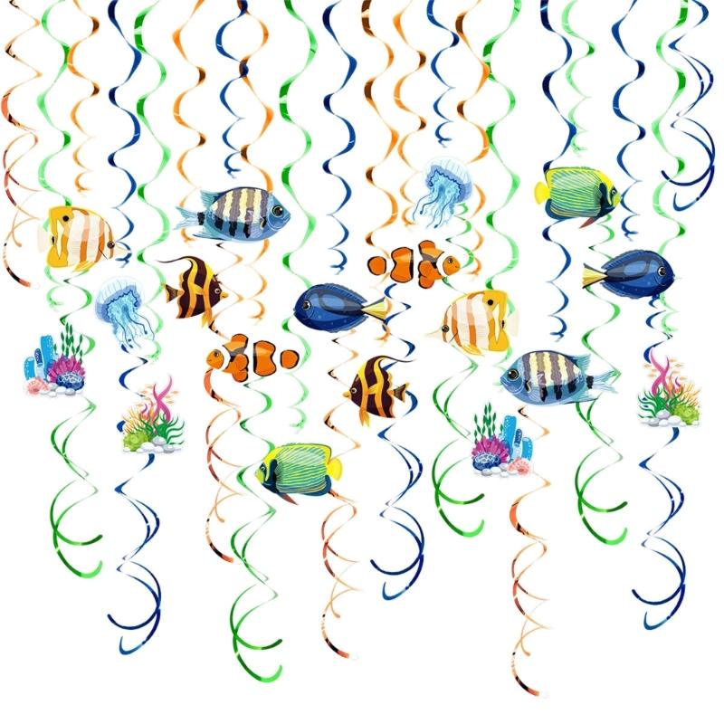 

Ocean Fish Party Decors Colorful Hangings Decorations Beach Theme Party Supplies for Birthday and Pool Parties 1