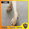 Soft leather version~ Flower sandals with skirts, fairy style gentle thin heels, high heels, female summer one-word buckle belt, not tired feet