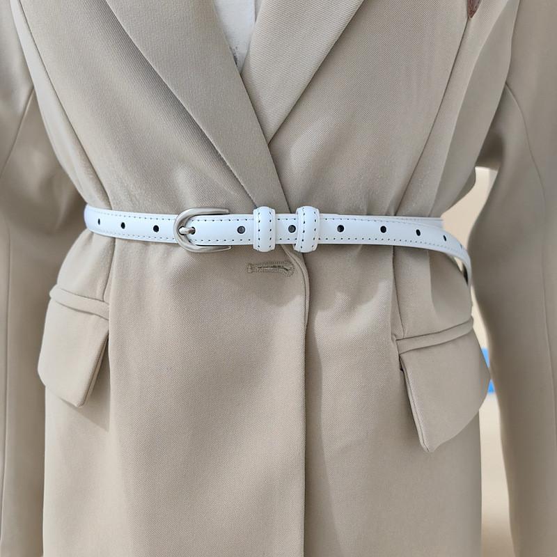 Minimalist Genuine Leather Belt With Alloy Pin Buckle For Jeans Styling