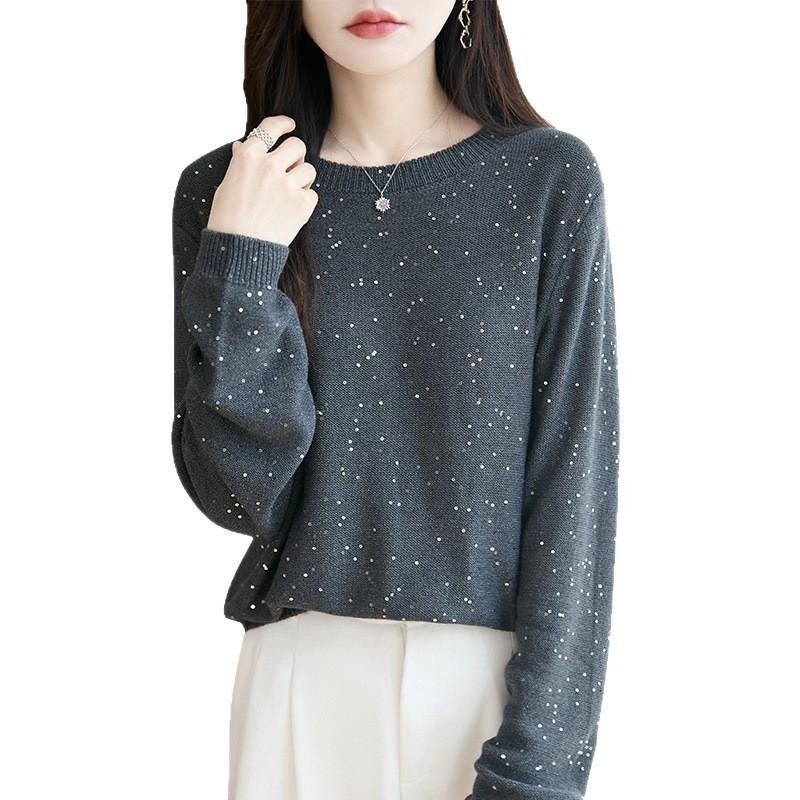 New Loose-Fit, Slimming Base-Layer Sweater, Long-Sleeve Knit Top CLE