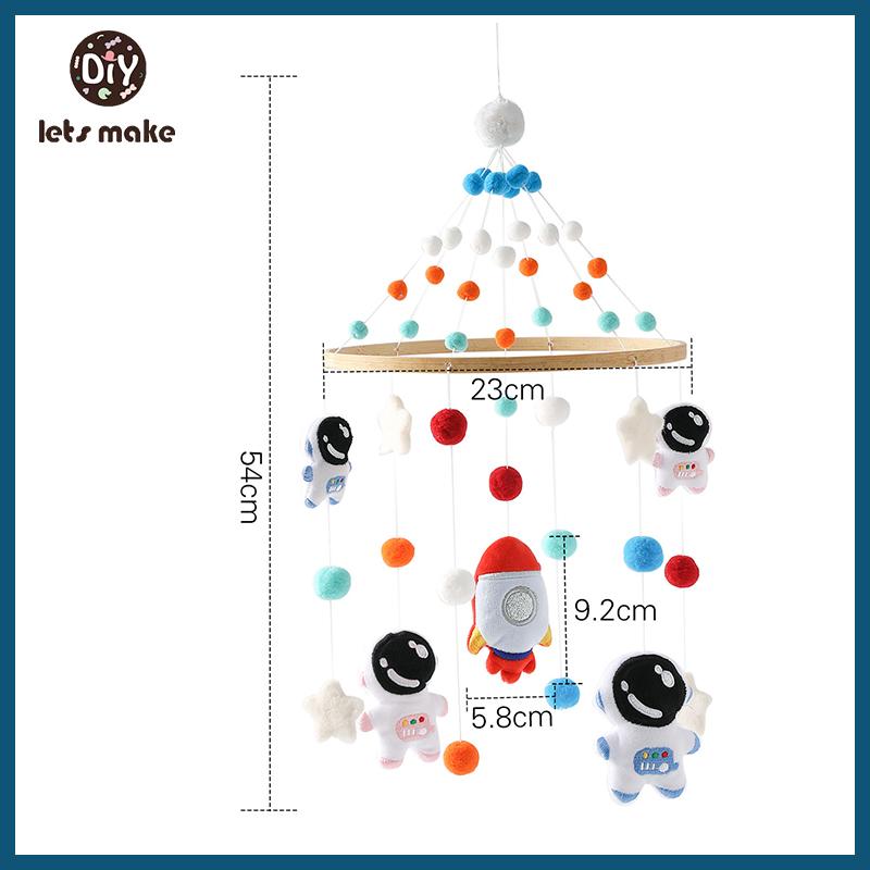 Let's Make Wooden Baby Rattles Soft Felt Cartoon Bear Cloudy Star Moon Hanging Bed Bell Mobile Crib Montessori Education