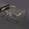 A Distinctive Pair of Glasses Featuring a Leopard Print Pattern with Frameless Square Lenses Ideal for Casual Events