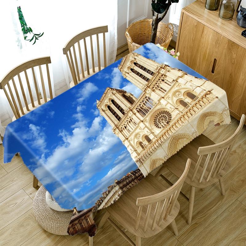 Splendid Architecture Pattern Tablecloth Thicken Cotton Rectangular Round Table Cloth For Wedding Picnic Party