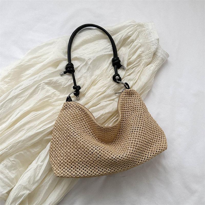 Handmade Woven Bags for Women, New Tide Fashion Retro Straw Tote Bag, Versatile Large Capacity Shoulder Bag