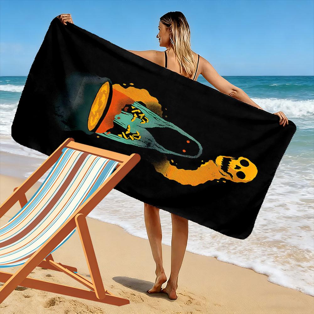 Mystical Glowing Specter Whispers Print Beach Towel, Quick Drying, Suitable for Travel, Outdoor Sports, Jogging, the Beach and Swimming, Gift