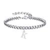 Mens Initials Cuban Links Bracelets,Stainless Steel A-Z 26 Letters Alphabet Charm Chain Wristband Adjustable,Casual Jewelry Gift