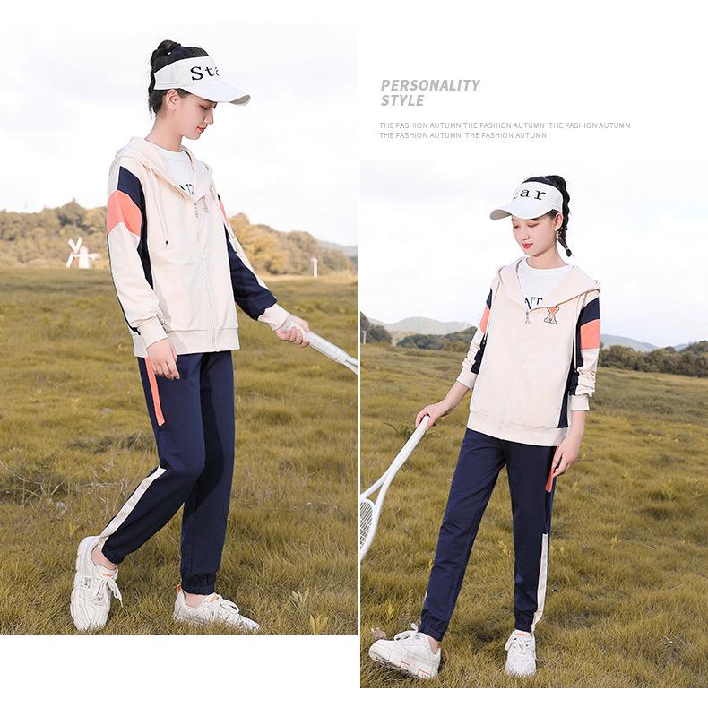 Autumn Casual Sports Set: Korean Style Hoodie Two-Piece for Junior High Girls