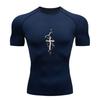 Men's Compression Sports T-Shirt, Punk Chrome Cross Tribal T