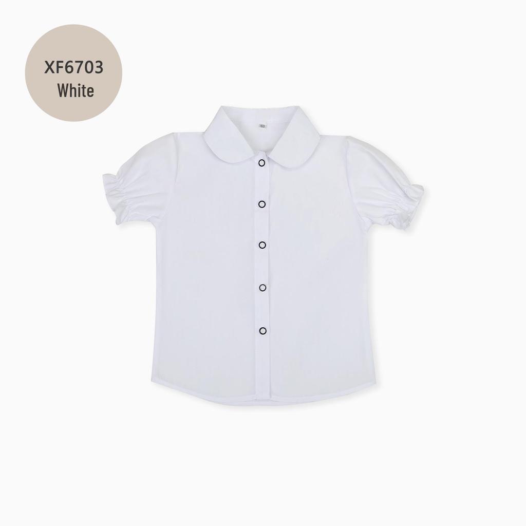 Kids' Summer White Collared Short-Sleeve Shirt - Primary School Uniform