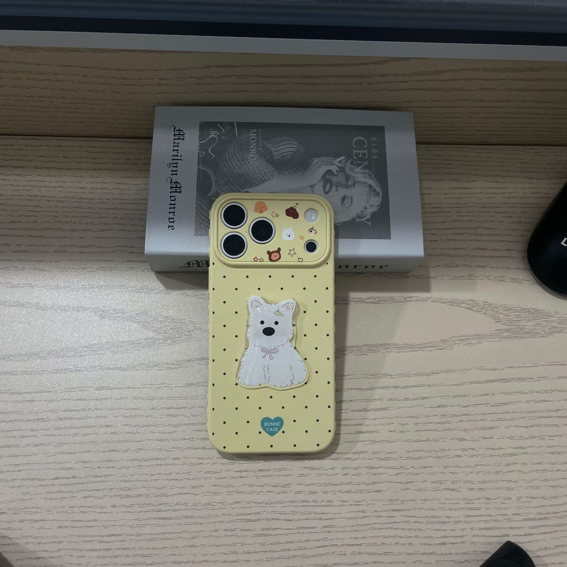 

3D Epoxy Cartoon Puppy Case for iPhone 17 Pro Max - Colorful, Drop-proof, Soft 15 Pro