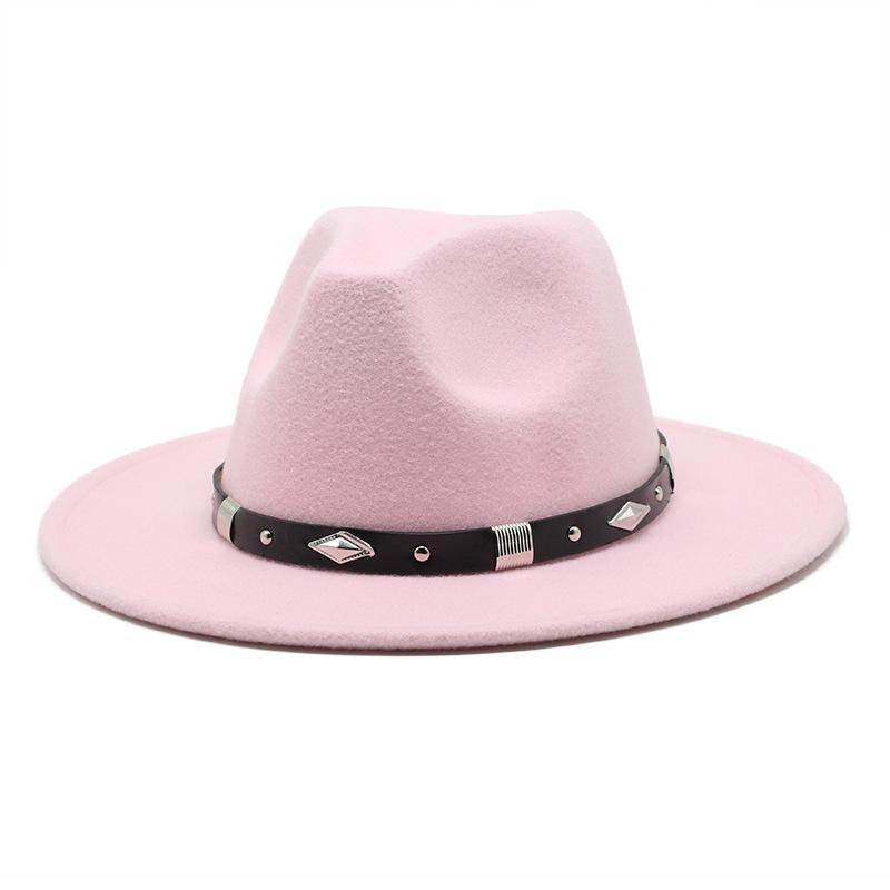 Rivet Accessories Top Hat Men'S And Women'S Wool Hat British Retro Outdoor Big Edge Flat-Brimmed Jazz Hat