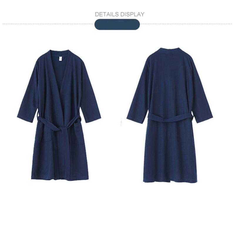 Accappatoio a nido d'ape primaverile ed estivo Accappatoio da donna in stile sottile Pigiama fumante assorbente del sudore, Abbigliamento per la casa da uomo e da donna Camicia da notte per coppia