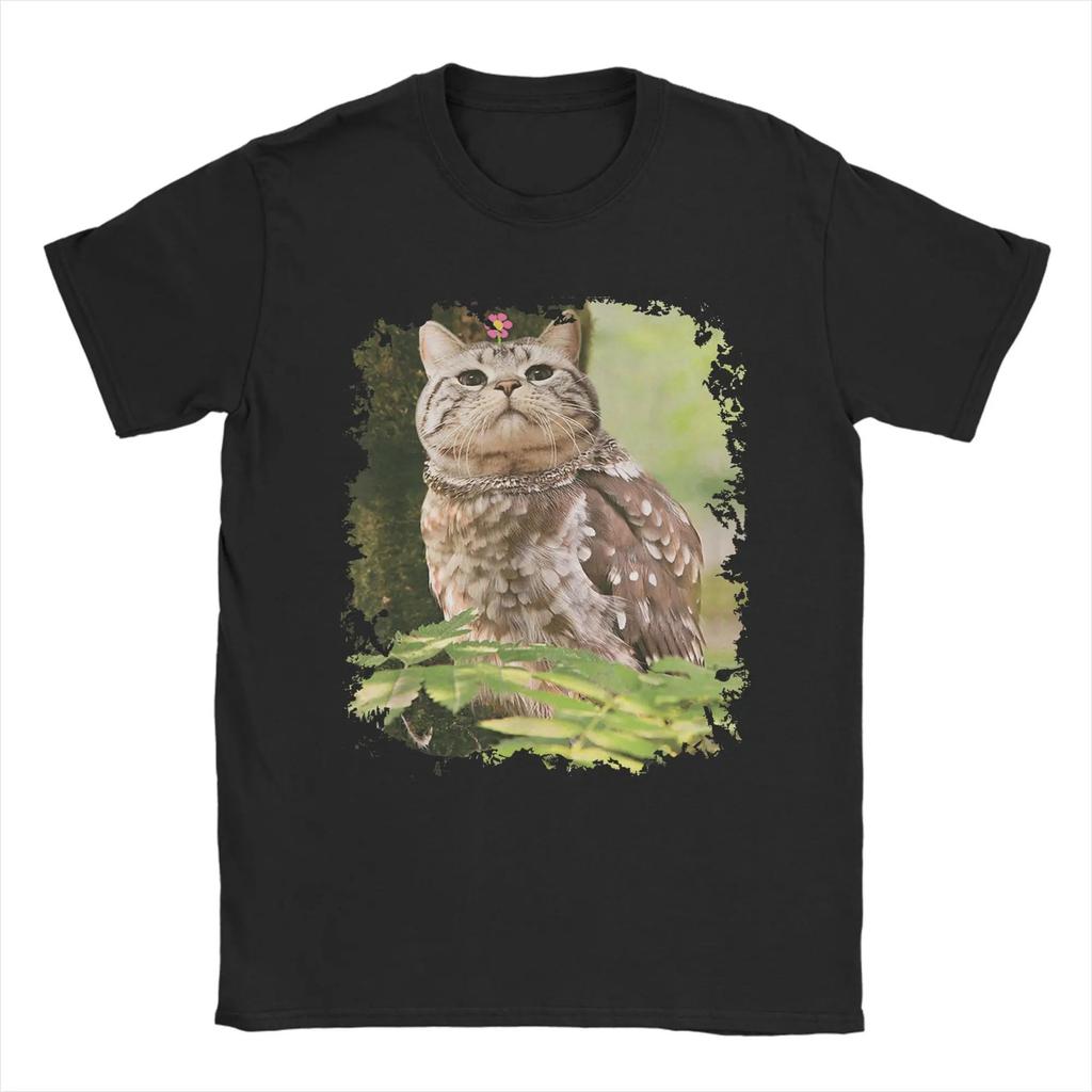 Damen Oberteile Lustig Entzückend Katze Eule Brainrot Meme Meowl Weihnachts T-Shirts Tolle T-Shirts Kurzarm Rundhals T-Shirt Unisex