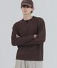 PIANER Slit Neck Layered Long Sleeve Tee (Brown)