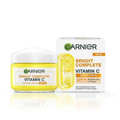 Skin Naturals, Creme de Dia, Clareia & Protege a Pele do Sol, Creme Sérum Bright Complete com Vitamina C, 45 g