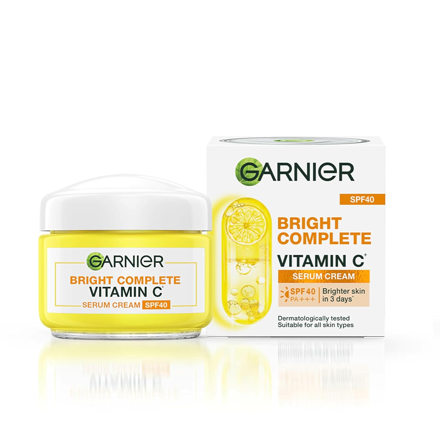 Garnier Skin Naturals, Day Cream, Brightening & Protects Skin from Sun, Bright Complete Vitamin C Serum Cream, 45 g