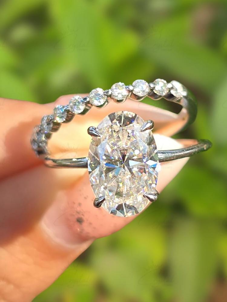 925 Silver Fashion Plain Oval Zircon Stackable Set Ring For Women Anniversary Wedding Luxury High Quality Fine Jewelry