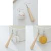 Geometric Baseball Wooden Earrings For Women Handmade Autumn Winter Jewelry