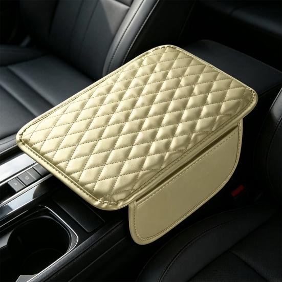 Easy Install Armrest Cushion Car Center Console Cover, Faux Leather Cover for Car, Anti Scratch Protector Universal Middle with Side Storage Pockets