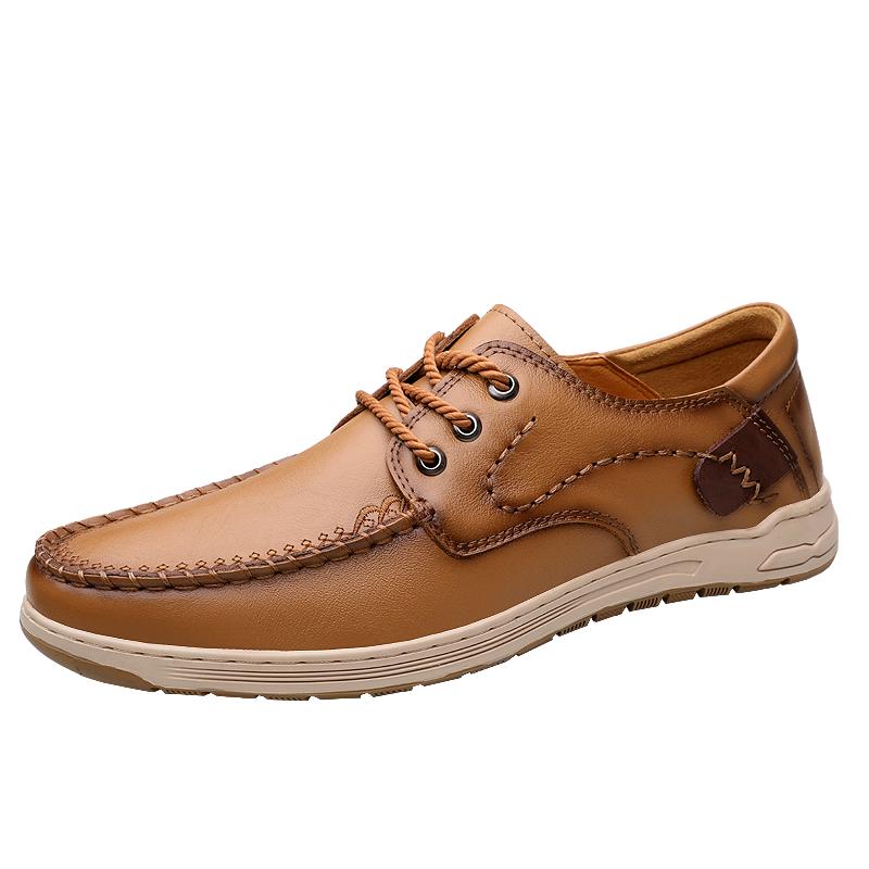 

Fashion Handmade Classic Men s Casual Shoes Genuine Leather Business Office Driving Shoes Non-slip Wear-resistant Light Walking Sneakers 38 коричневый