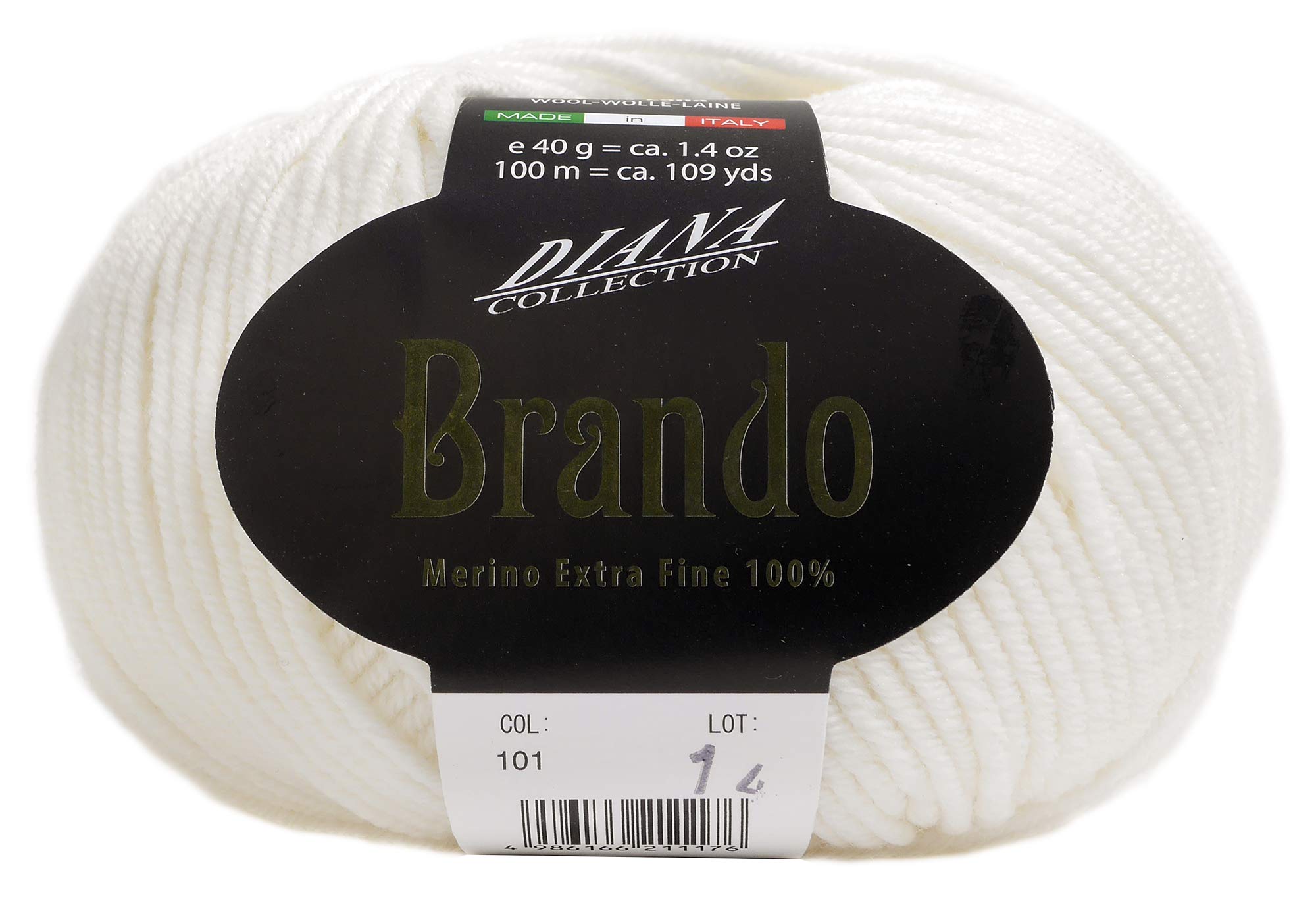 

DIANA Brand Medium Pack of Yarn, Weight, Col. 101, White, 40g, Approx. 100m, 5, W-61