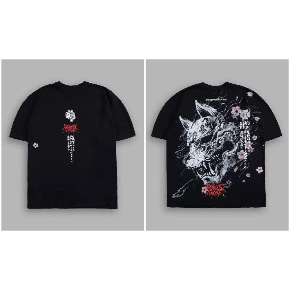 New DARCSPORT Wolf Head Bushido Short Sleeve Men's and Women's Oversized Yk2 American Sports and Leisure Loose Printed Cotton T-shirt