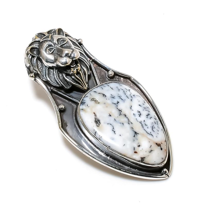 Natural Dendrite Opal Gemstone Pendant 925 Sterling Silver- Handmade Design, Everyday Wear Jewelry, Unique Dendrite Opal Pendant Father's Day Gifts