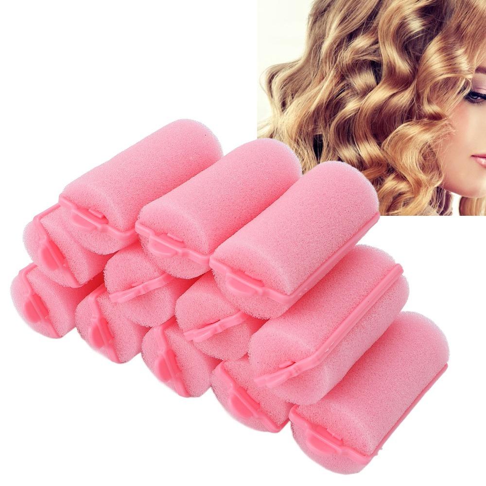 

12pcs Soft Soft Hair Curler Pink Sponge Hair Curler Styling Tool Hair Roller Set Home Salon